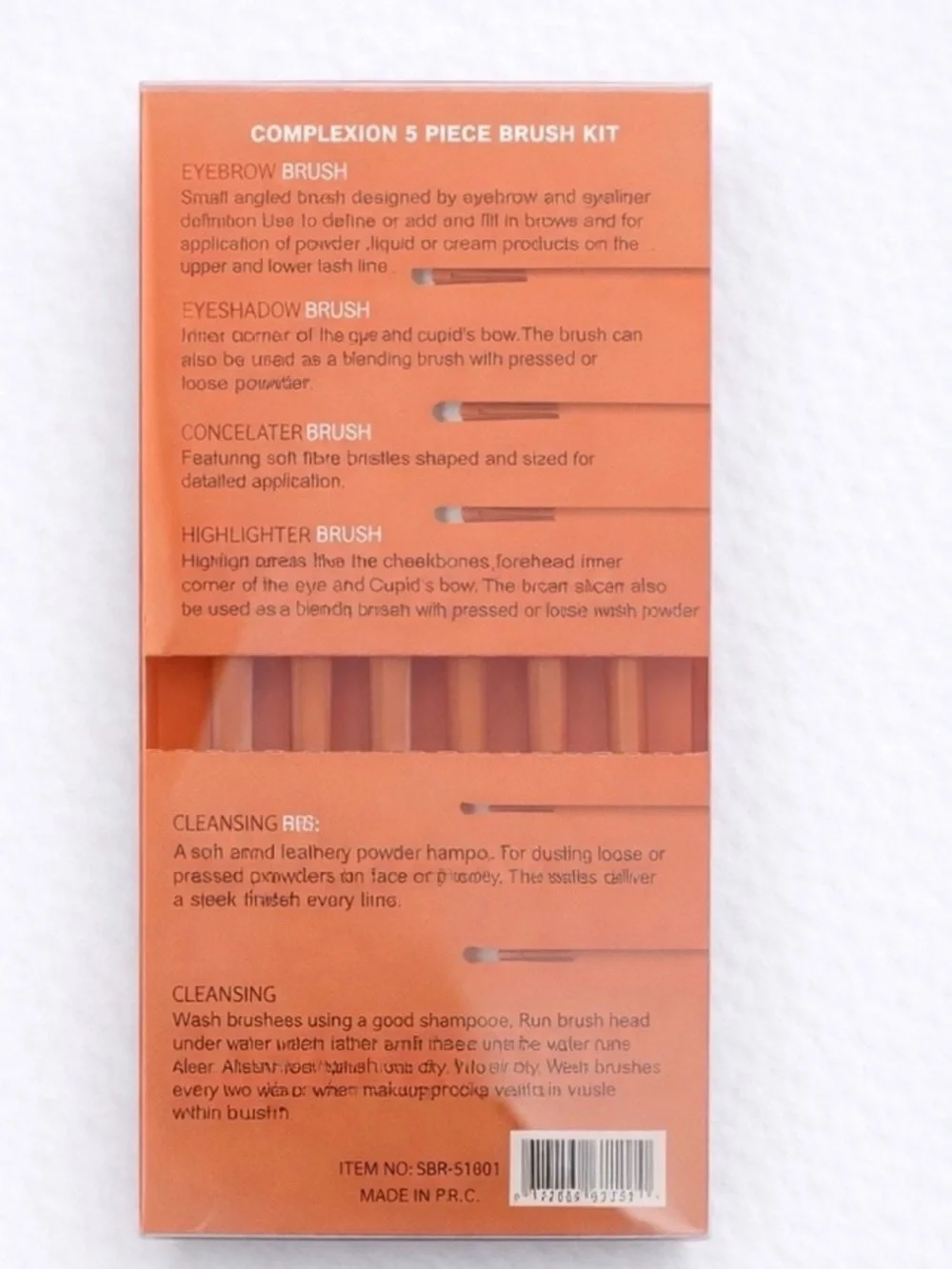 SHE Makeup Orange Synthetic Brush Set - 5 Piece